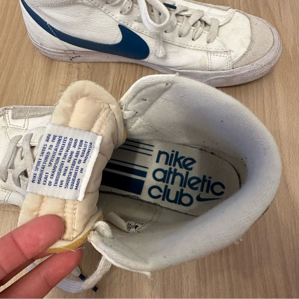 Nike Blazer Mid 77 Athletic Club White and Marina High-Top Sneakers - Picture 7 of 9